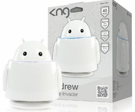 Konig Andrew Alien Robot MP3 Player with SD Card Connection and 2x 20W High Power Active Speakers - White
