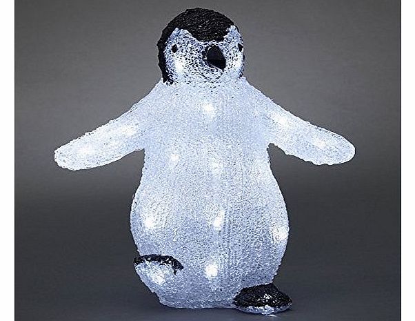 Konstsmide Acrylic black/white penguin, 30cm, 24 LED : battery operated : 6184-203