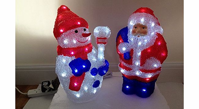 Konstsmide Christmas Outdoor Decoration -Acrylic 3D SNOWMAN amp; SANTA with 48 LEDs,