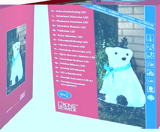 Konstsmide Polar Bear with a Blue Ribbon with 40 LEDs, Ice White