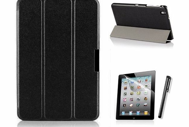 Black Samsung Galaxy Tab Pro 8.4 T320 T325 8-inch Book Cover Case Leather Stand + Free Screen Protector and Matching Stylus, Seller of Best Selling Galaxy Tab 3 8 inch Case (Black)