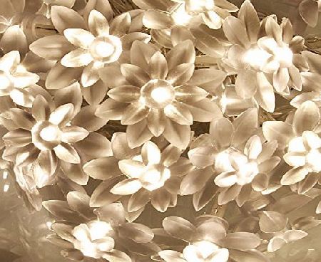 Koopower 2 Set 40 Battery Operated Fairy String Lights Lotus Flower Warm White