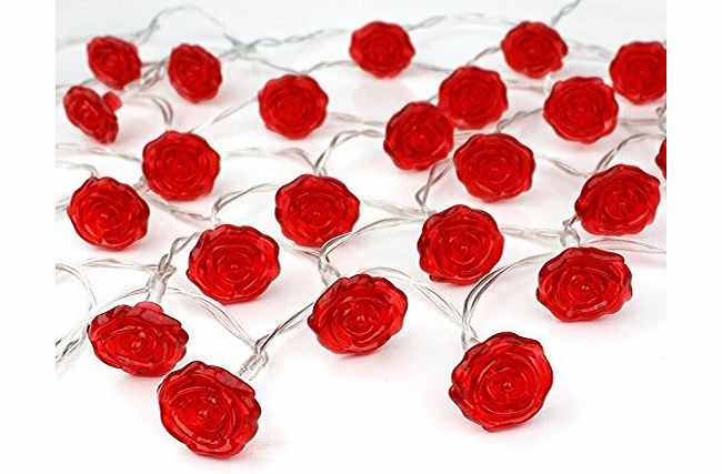 Koopower 2pcs 40 Battery Operated Red Rose Flower LED Fairy Lights