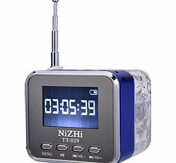 Kootion Generic Mini Speaker Fashion Digital Music MP3 Player USB SD/TF Card MP3 Player Portable Multimedia MP3 Speaker Crystal Flashing FM Radio Alarm Clock NiZHi TT029 (Blue)