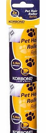 Korbond 2 x 4.9 m Fragranced Pet Hair Roller Refill