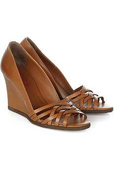 Woven leather wedges