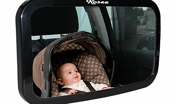 Kosee Back Seat Baby Review Shatterproof Large Mirror featuring Easy Fit Adjustable Strap