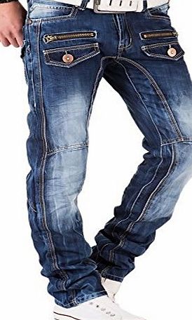 Kosmo Lupo Jeans Designer Mens Regular Fit Funky Denim Pants Trousers Bottoms 2 Styles