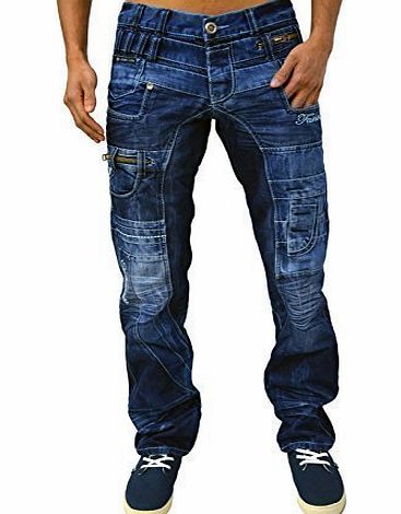 Kosmo Lupo Jeans Designer Mens Tapered Fit Funky Denim Pants Trousers Bottoms KM 020, KM 040