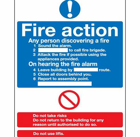 KPCM Display Fire Action Notice A5 Self Adhesive Safety Sign