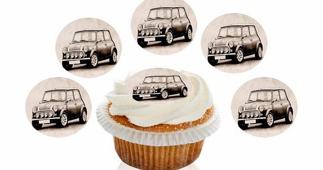 Kreative Cakes 12 Large Pre Cut Mini Car Edible Premium Disc Wafer Cupcake Decorations Toppers - by Kreative Cakes