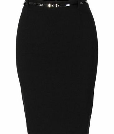  Ladies Women Thin Belted Elastic Short Bengaline Stretch Skirts Office Formal Wear Mini Shorts Size 6 8 10 12 14 16 (7540) (8, Black(22 inch))