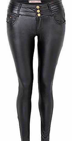 Krisp Leather Look Skinny Trousers (6,Black)