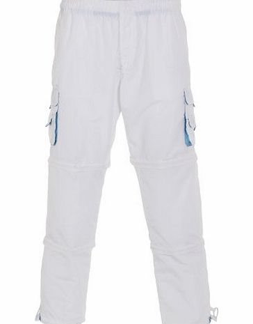 Krisp Mens New 3 In 1 Camo Combat Cargo Zip Off Light Work Trousers Shorts 3/4 Pants (White,XL)
