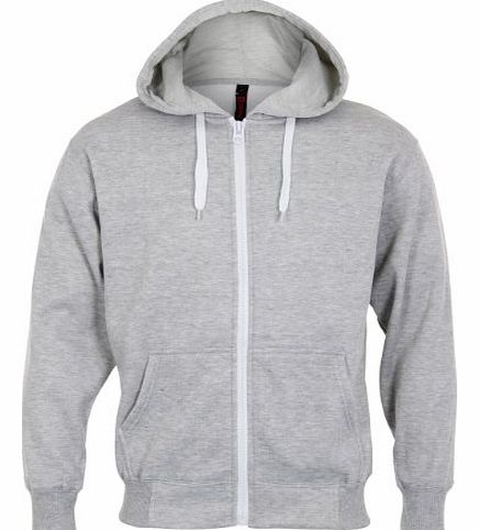 Mens Zip Up Plain Tracksuit Hoody Hoodie Hooded Top Jacket Sweatshirt Sport (Grey,XL)