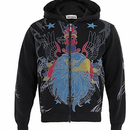 Krisp Printed Hoodie (L (chest 46``),Black)