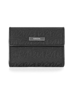 Women` Black Signature Canvas and Leather Small ID Wallet