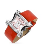 Krizia Women` Diamond Frame Red Leather Dress Watch