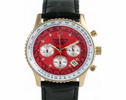 Krug Baumen Air Traveller Red Dial Black Strap