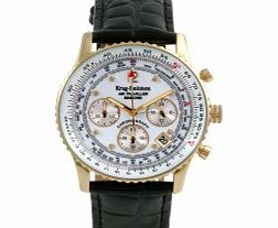 Krug Baumen Air Traveller White Dial Black Strap