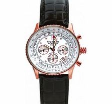 Krug Baumen Air Traveller White Dial Rose Black