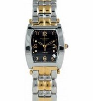 Krug Baumen Tuxedo Two Tone 4 Diamond Black Dial