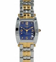 Krug Baumen Tuxedo Two Tone 4 Diamond Blue Dial