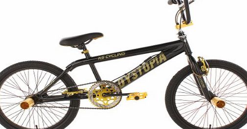 BMX Bike Freestyle 20 Inch Dystopia Black-Gold KS Cycling