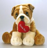 KTL Deluxe Sitting Dog 20cm With Heart -Wrinkle Bull Dog (SV4412W)