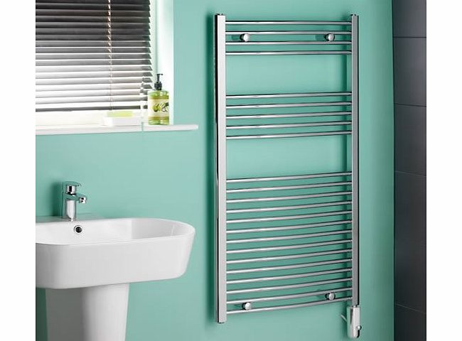 KUDOX  Chrome Curved Thermostatic Electric Towel Rail 1200mm x 600mm
