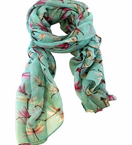 Kukubird Dragonfly Small print long shawls / scarves / wraps / head scarf / pashmina-MINT GREEN