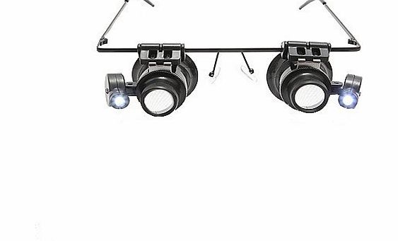 Kurtzy Eyeglasses Jeweler 20X Magnifier Magnifying Glass Loupe LED Light Watch Repair By Kurtzy TM