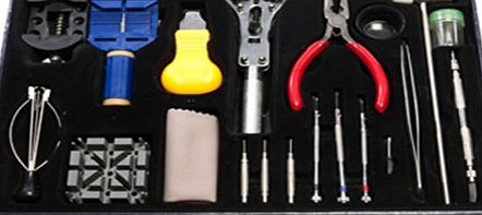 Kurtzy High Quality 20Pcs Deluxe Watch Repair Tool Kit Watchband Link Pin Remover Battery Change Screwdrivers Back Remover Opener Kit in lovely organiser box by kurtzy TM