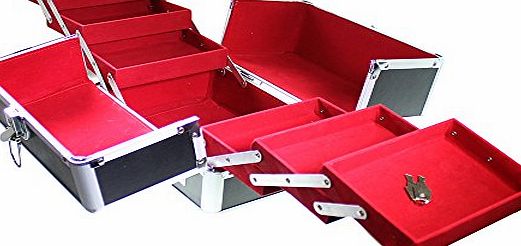 Kurtzy Large Black Beauty Make Up Vanity Jewellery Box Case With 6 Folding Compartments by Kurtzy TM