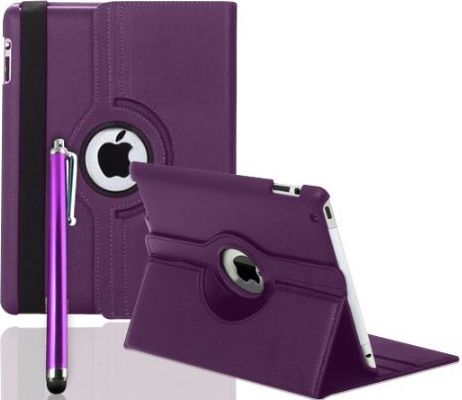 Kurtzy ROTATING 360 LEATHER CASE COVER   SCREEN PROTECTOR FOR APPLE IPAD 2 AND 3 AND IPAD 4 4TH GEN - BY SMARTPHONEZ_UK (PURPLE)