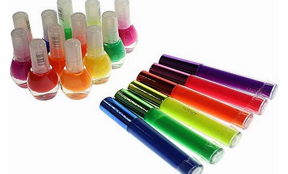 UV Neon florescent bold nail polish and lipgloss make up set by Kurtzy TM
