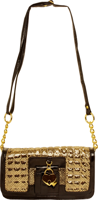 Kylie Heart padlock quilted chain strap bag