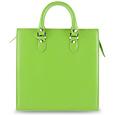Calf Leather Zippered Tote Handbag w/Shoulder Strap