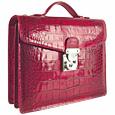 L.A.P.A. Cherry Croco-embossed Double Gusset Compact Briefcase