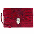 Cherry Croco-embossed Leather Clutch