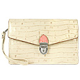 L.A.P.A. Ivory Croco-embossed Leather Clutch