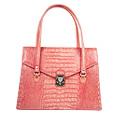 L.A.P.A. Pink Croco-style Leather Double Gusset Briefcase