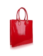 L.A.P.A. Ruby Red Patent Leather Tote Bag