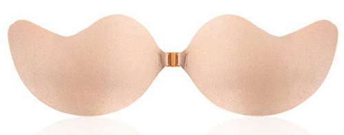 Silicone Adhesive Stick On Push Up Gel Strapless Invisible Bra Backless (B, Nude)