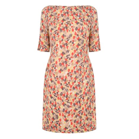 Ariel Printed Silk Dress Colour Berry Champagne