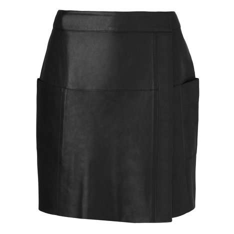 L.K. Bennett Caitlyn Leather Wrap Front Skirt Colour Black