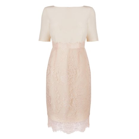 Charris Crepe and Lace Dress Colour Champagne