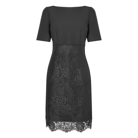 Charris Silk and Lace Shift Dress Colour Black