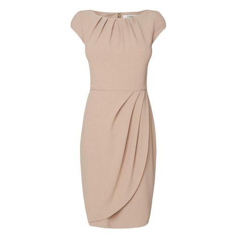 Demmie Pleat Detail Dress Colour Mocha