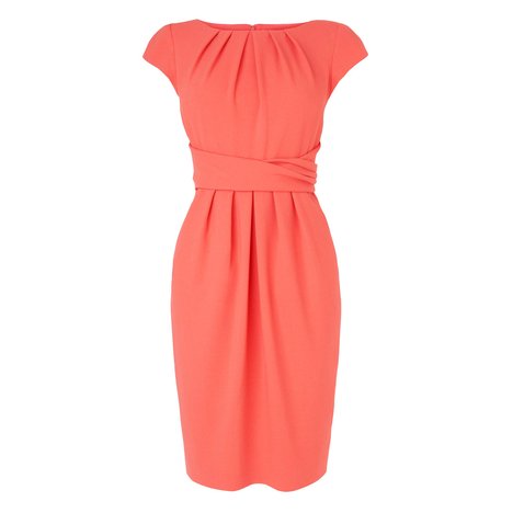 Dilys Tailored Pleat Dress Colour Carnelian